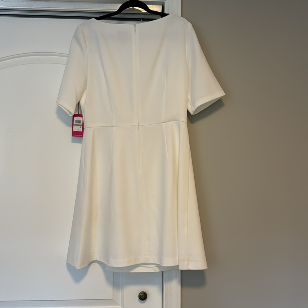 NWT Vince Camuto Signature Tie Front Stretch Crepe White Dress - Picture 8 of 11